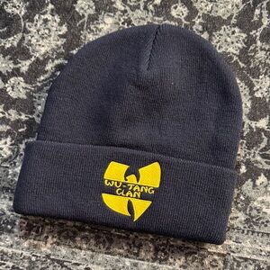 Supreme Dark Blue Beanie with Bright Yellow Logo